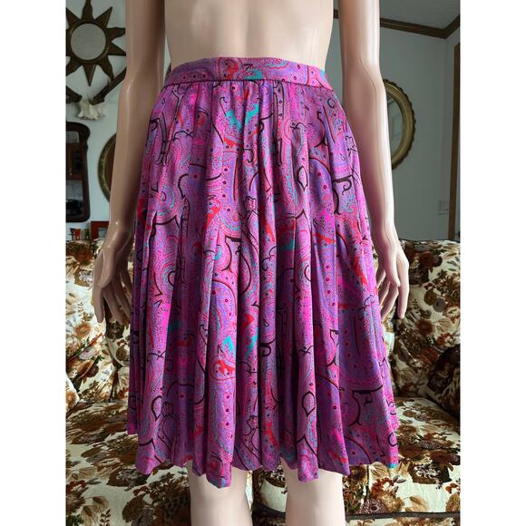 Vintage Carlisle 100% Silk Paisley Skirt - Picture 1 of 7